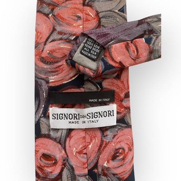 Signori dei Signori men’s abstract floral made in Italy 100% silk neck tie art - Picture 2 of 3